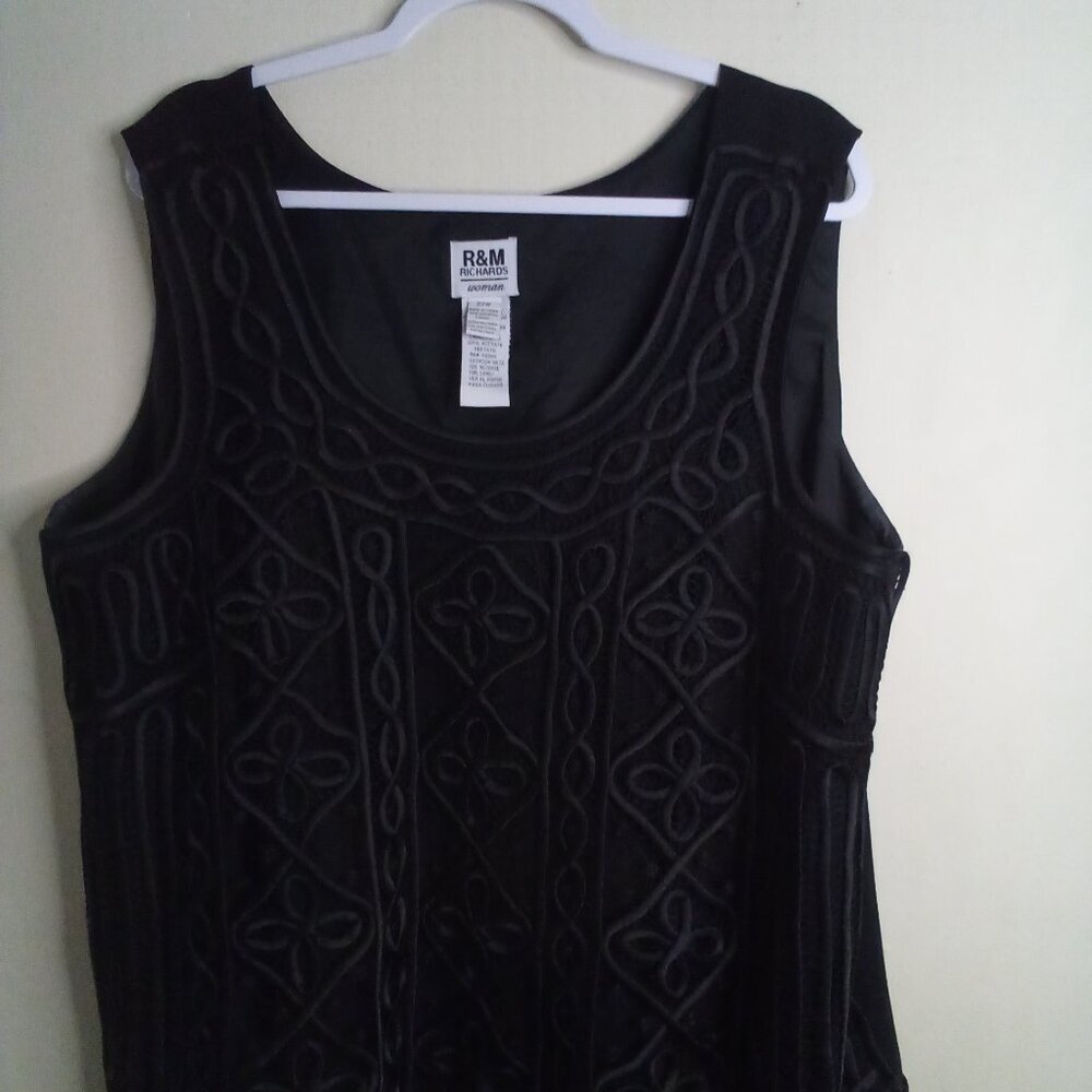 R & M Richards Blouse Women 22W 22 Sleeveless Lace Lined Feminine Goth Black - Picture 2 of 15